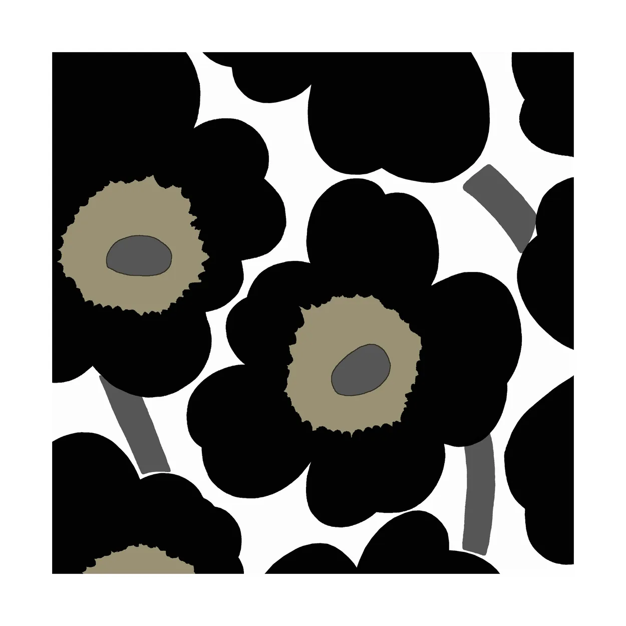 Marimekko Unikko servett 33×33 cm 20-pack Black-White