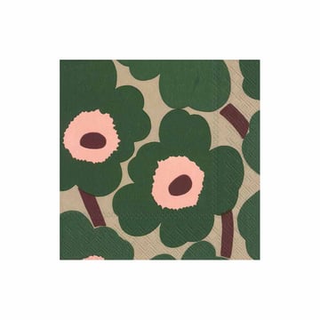 Marimekko Unikko servett 33×33 cm 20-pack Grön-rosa