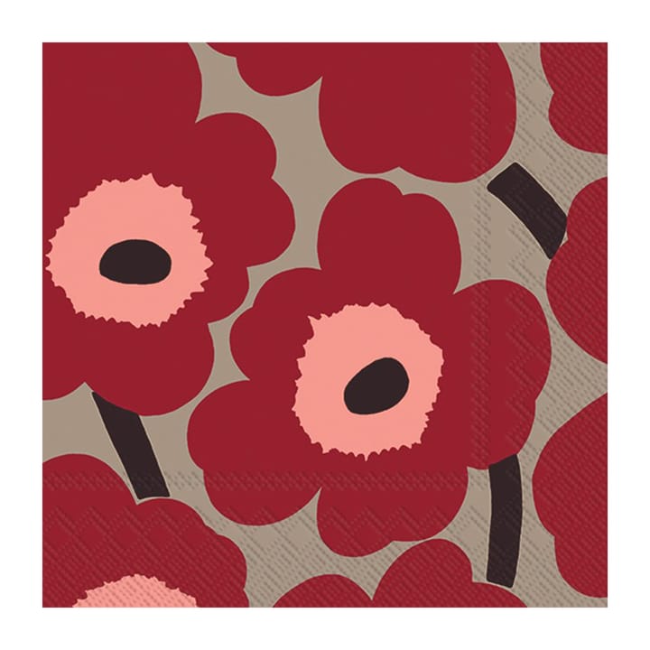 Unikko servett 33x33 cm 20-pack, Red-linen Marimekko