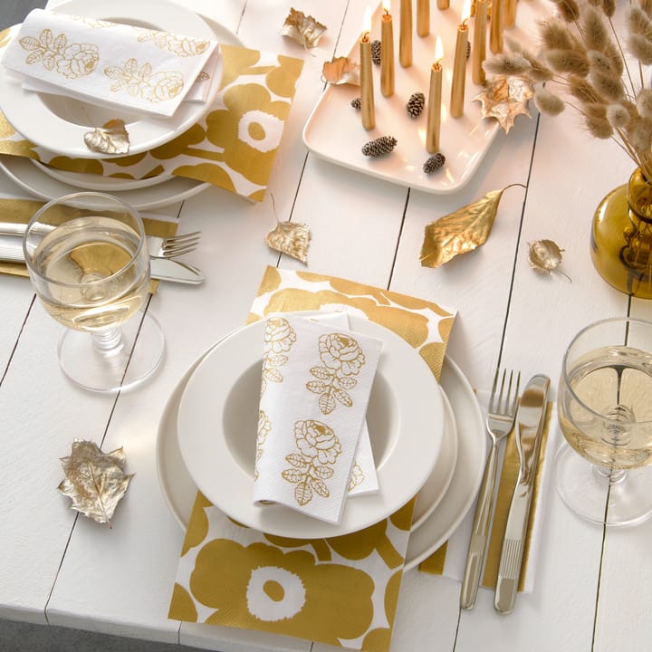Unikko servett 33x33 cm 20-pack, White-gold Marimekko