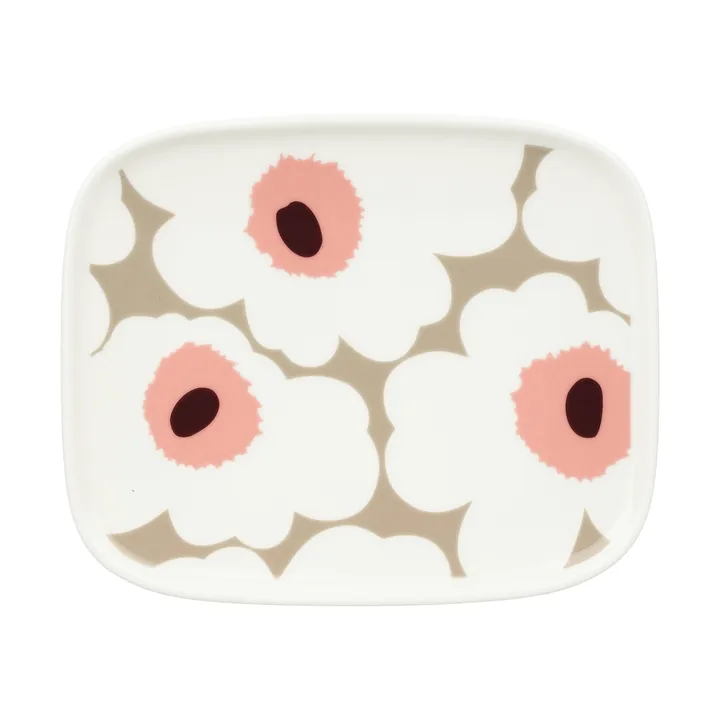 Unikko tallrik 12x15 cm - White-clay-powder-dark wine - Marimekko
