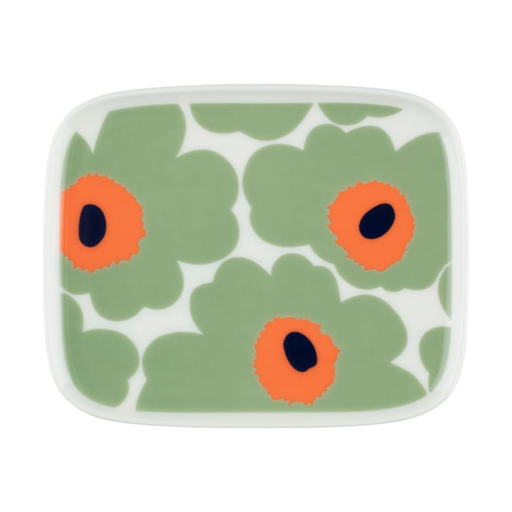 Unikko tallrik 12x15 cm, White-sage-orange-dark blue Marimekko