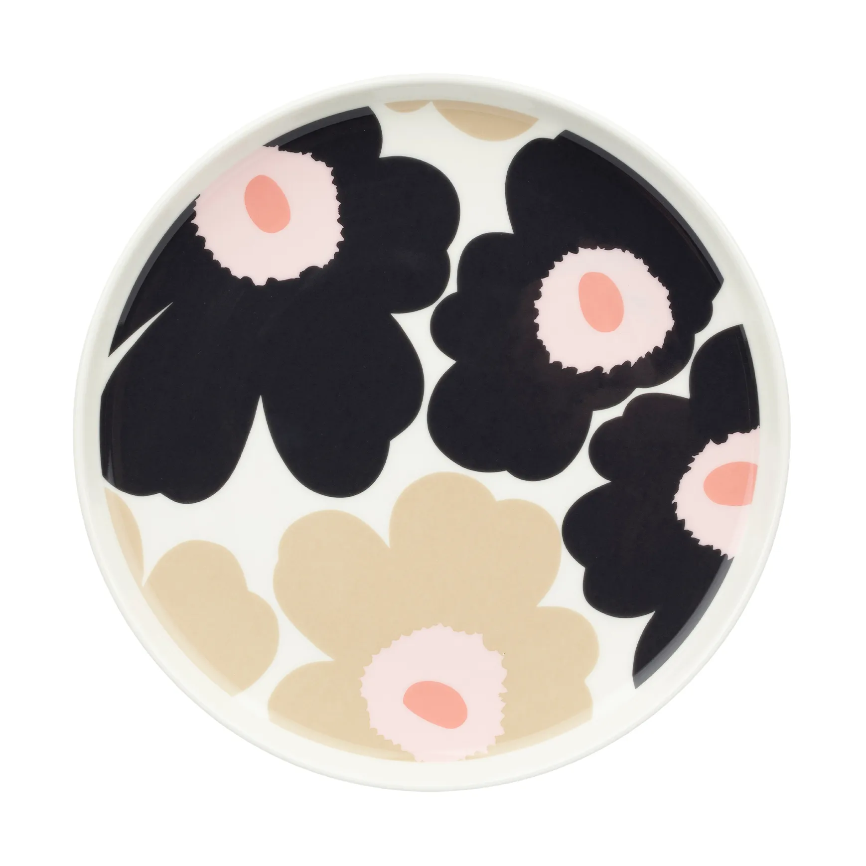 Unikko tallrik Ø20 cm, Off white-charcoal-sand-pink Marimekko