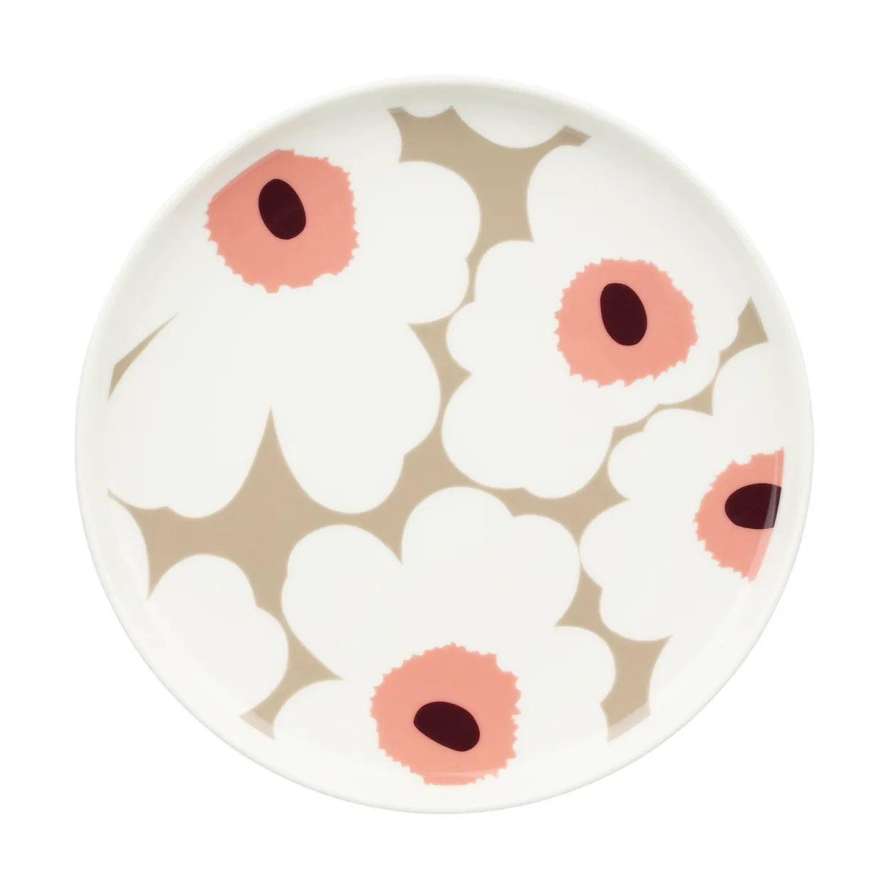 marimekko unikko tallrik ø20 cm white-clay-powder-dark wine