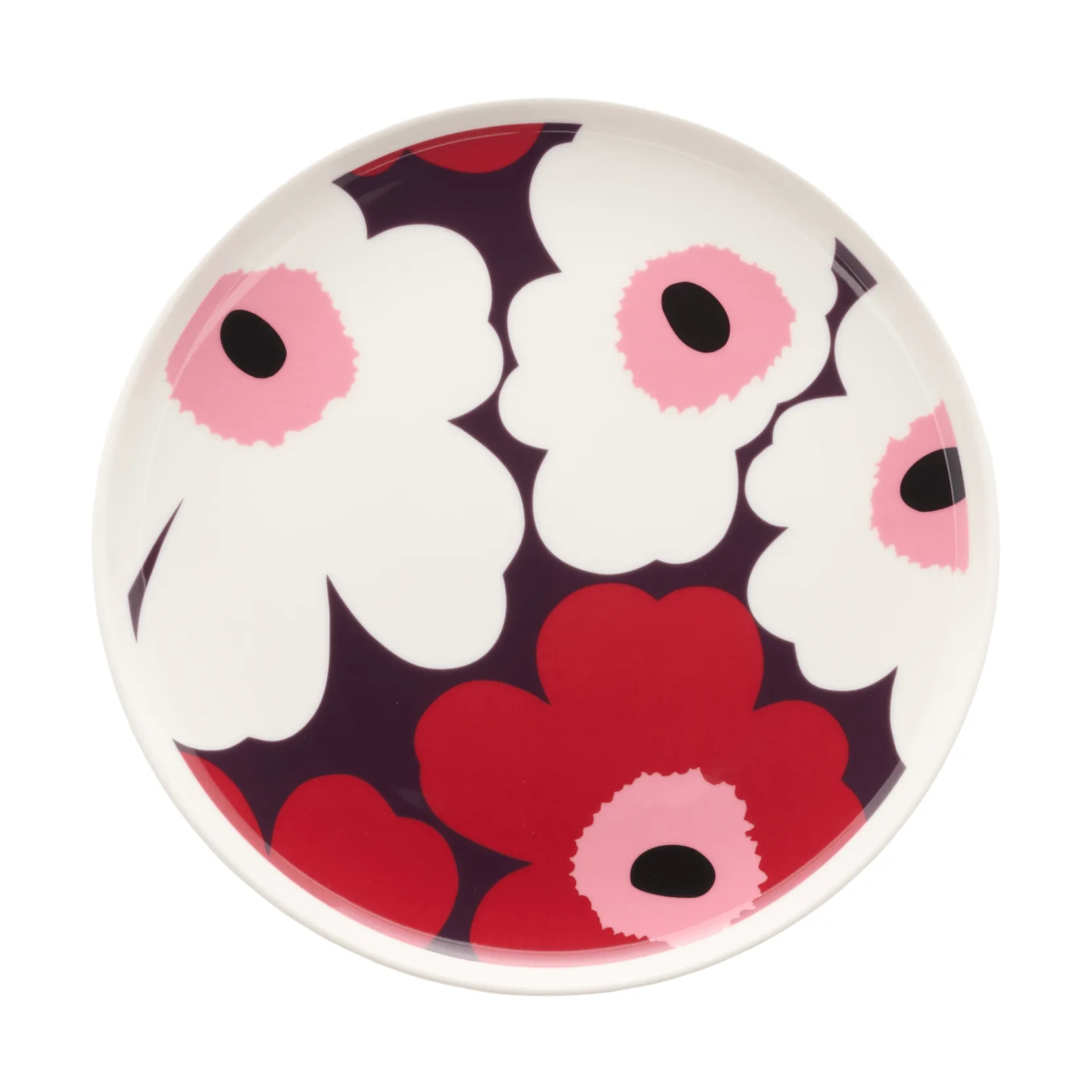Marimekko Unikko tallrik Ø20 cm White-plum-cranberry-pink