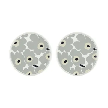 Marimekko Unikko tallrik Ø25 cm 2-pack White-light grey-sand-dark blue