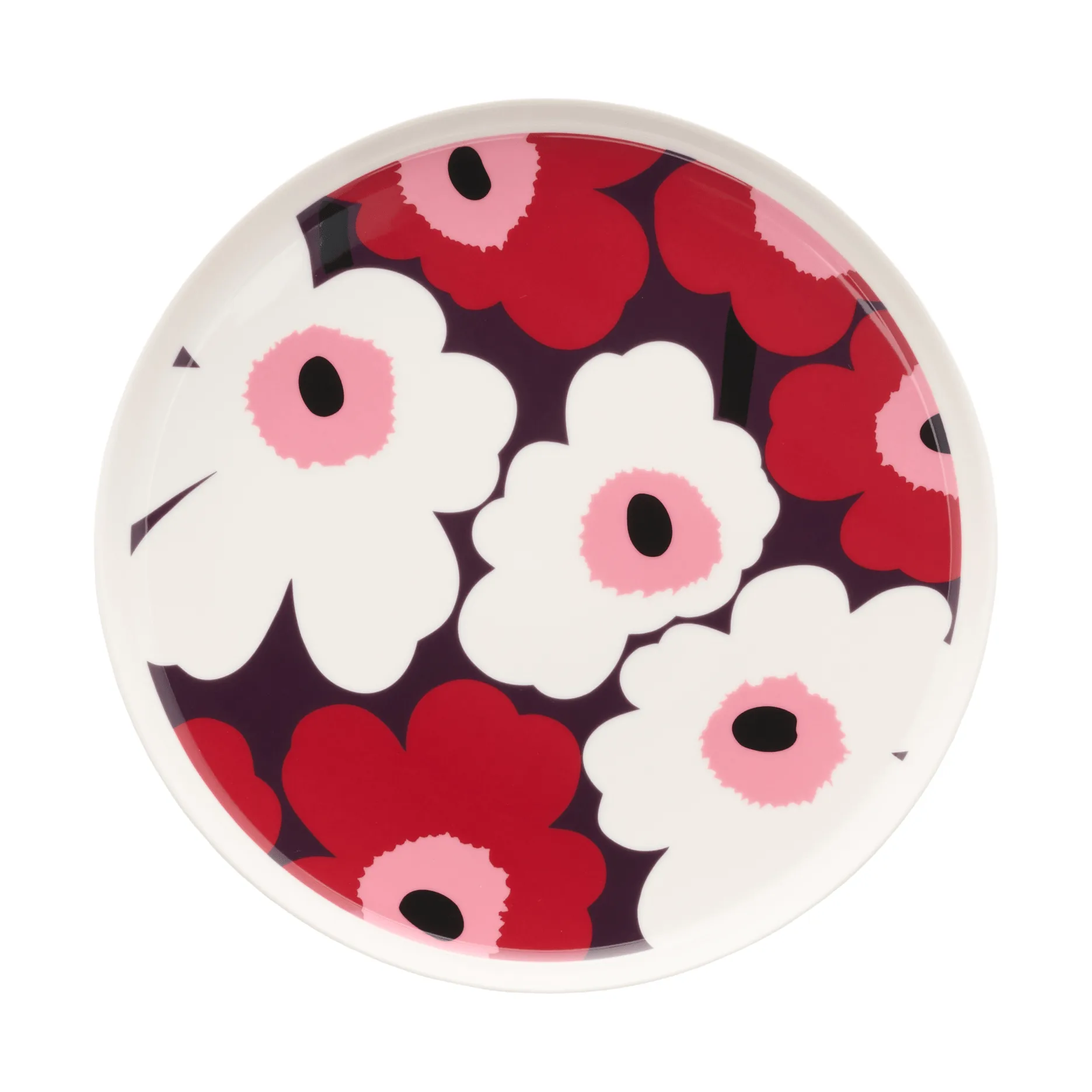 Marimekko Unikko tallrik Ø25 cm White-plum-cranberry-pink