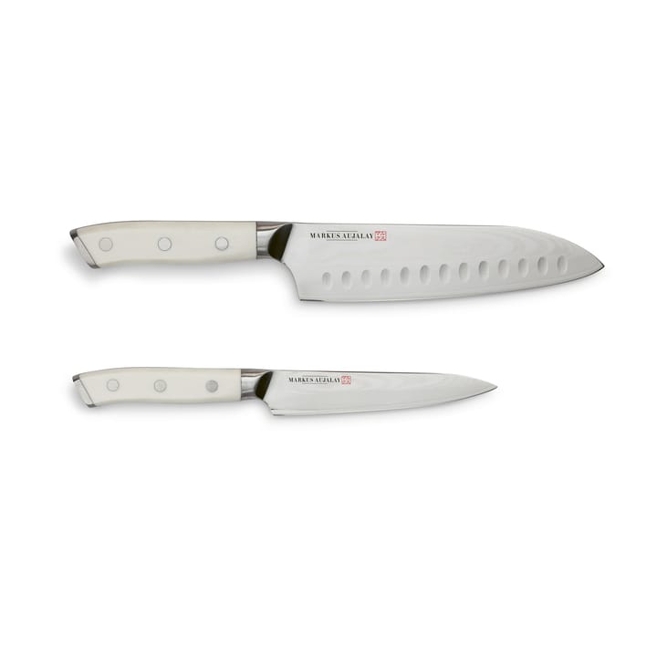 Markus Damaskus japanskt knivset, Japansk kockkniv och skalkniv Markus Aujalay