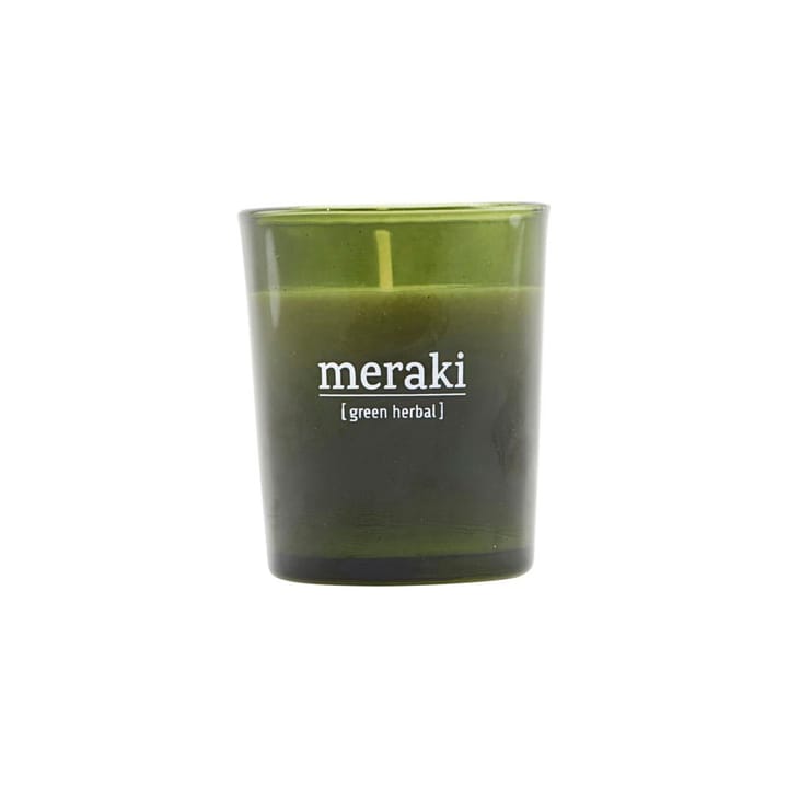 Meraki doftljus grönt glas 12 timmar, Green herbal Meraki