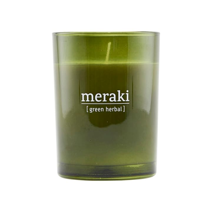 Meraki doftljus grönt glas 35 timmar, Green herbal Meraki