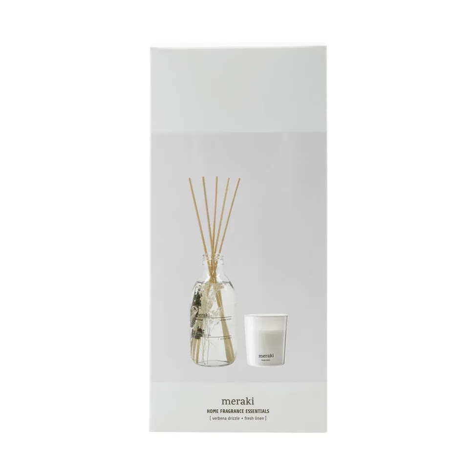 Meraki gåvoset doftpinnar och doftljus, Verbena drizzle-fresh linen Meraki