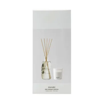 Meraki gåvoset doftpinnar och doftljus - Verbena drizzle-fresh linen - Meraki