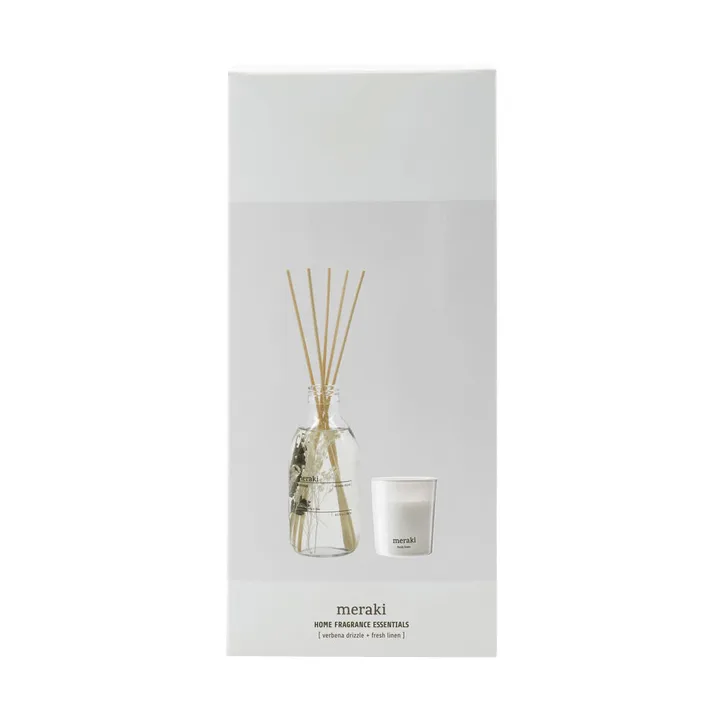 Meraki gåvoset doftpinnar och doftljus - Verbena drizzle-fresh linen - Meraki