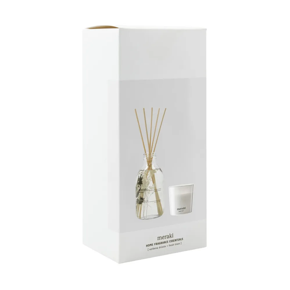 Meraki gåvoset doftpinnar och doftljus, Verbena drizzle-fresh linen Meraki
