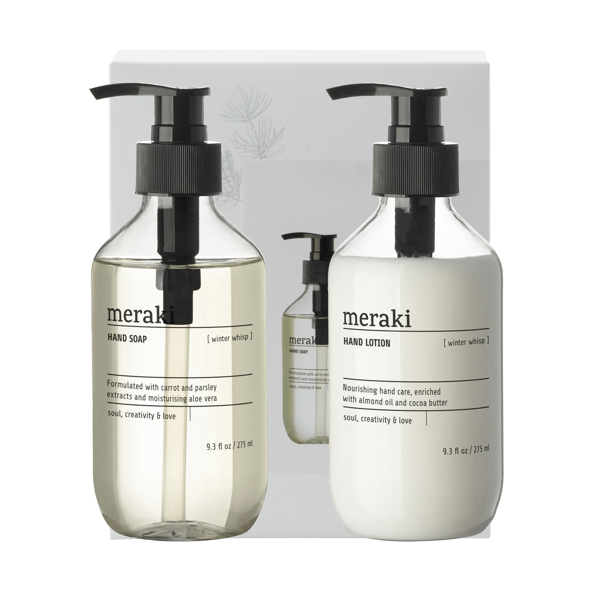 Meraki gåvoset, handtvål och handlotion, Winter whisp Meraki