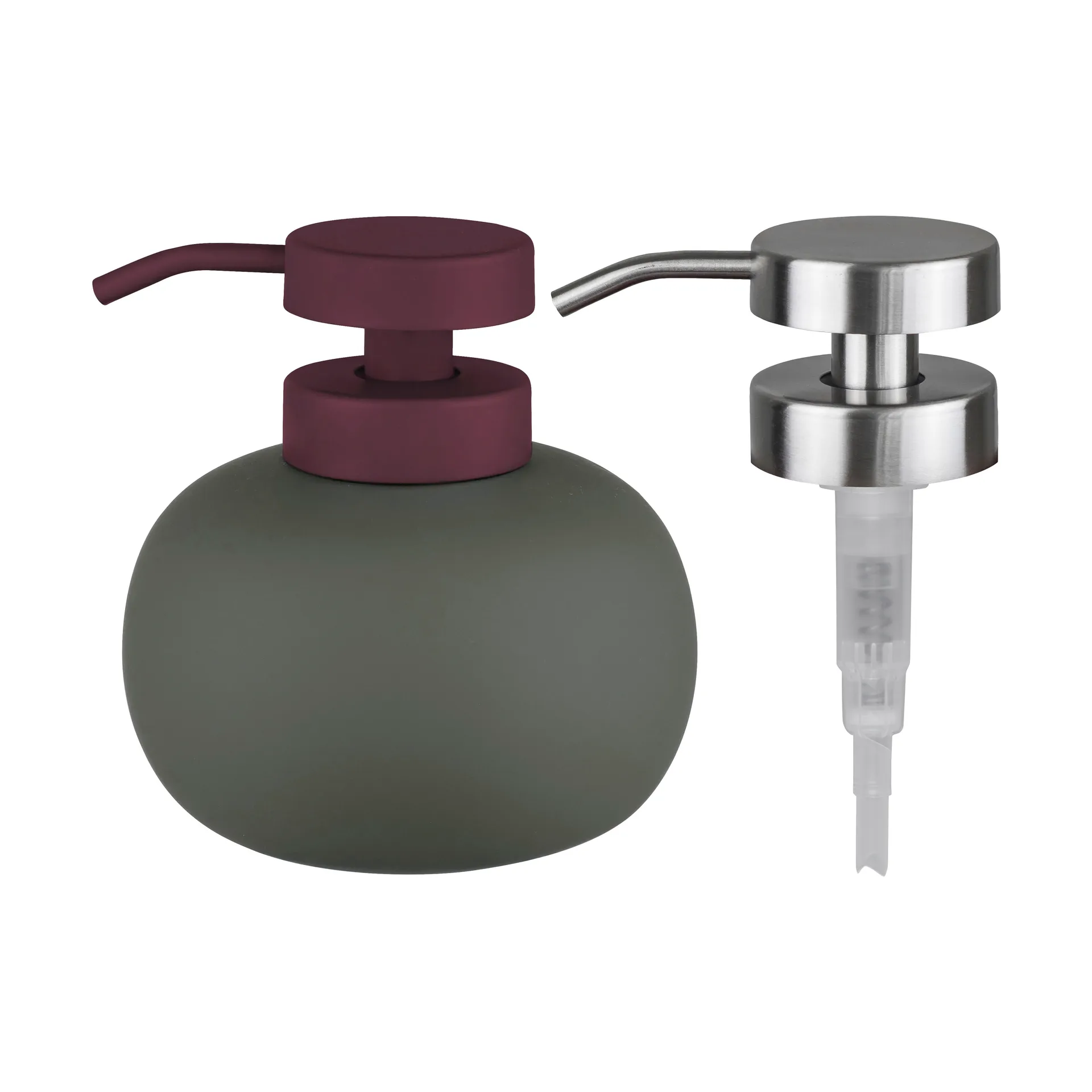 Lotus play tvålpump låg, inkl 2 pumphuvuden, Dark olive Mette Ditmer