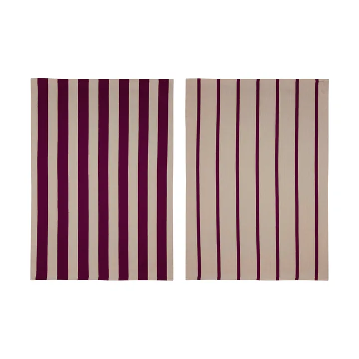 Stripes kökshandduk 50x70 cm 2-pack - Red-Beige (röd-beige), 50x70 cm - Mette Ditmer