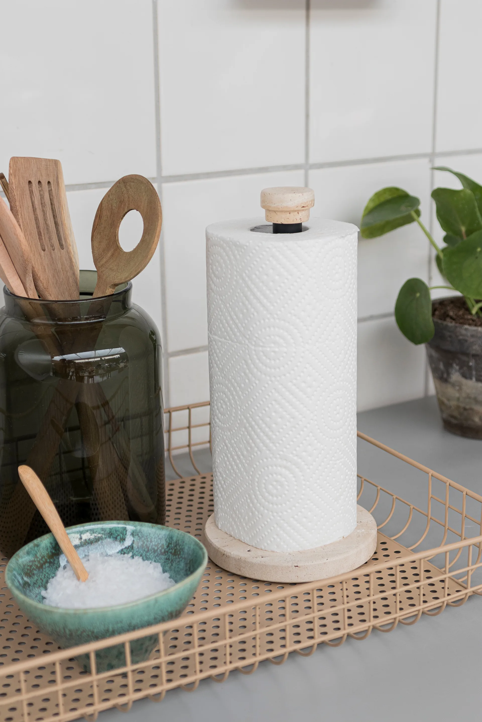 Travertine hushållspappershållare, Linen Mette Ditmer