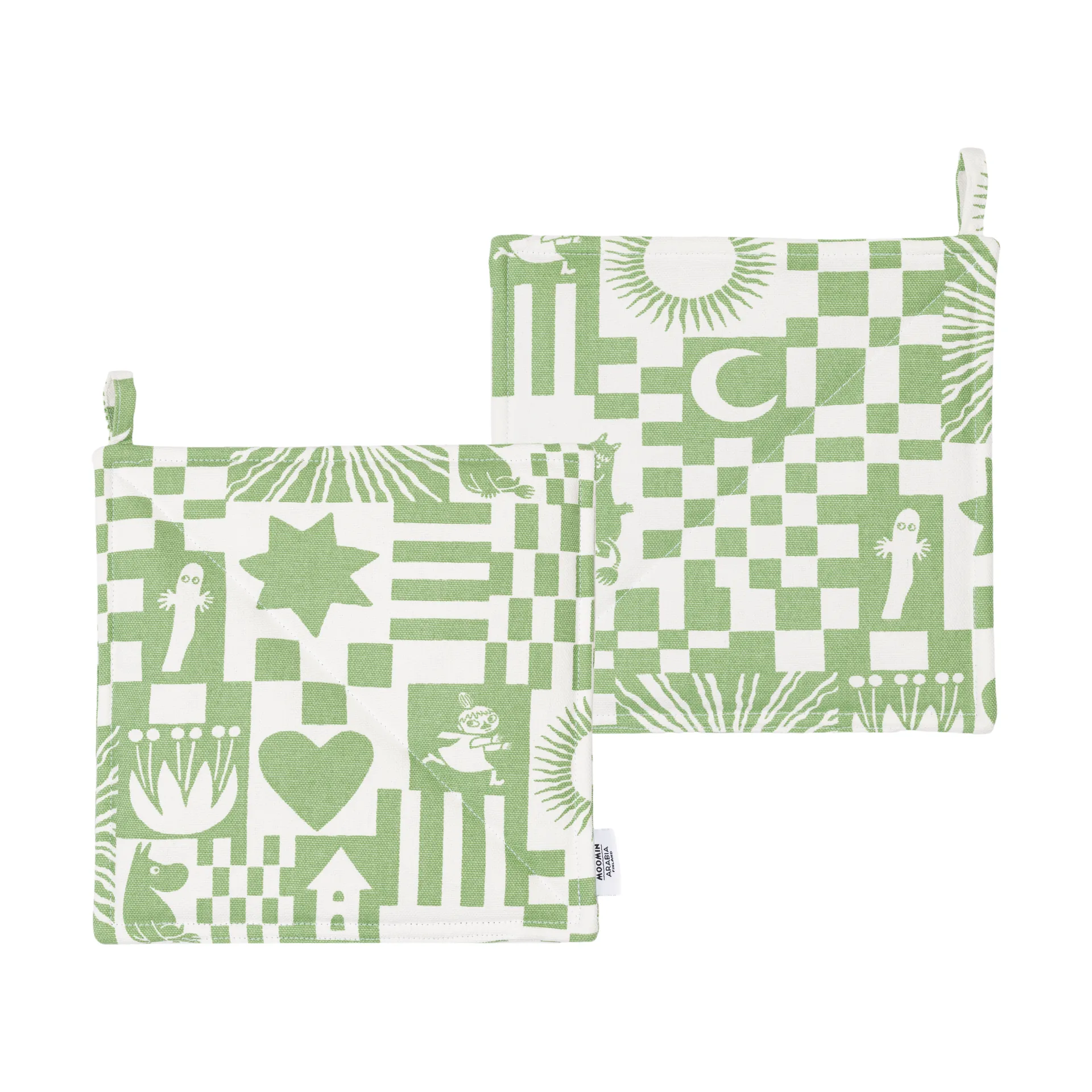 Fest mumin grytlapp 22x22 cm 2-pack, Grön Moomin Arabia