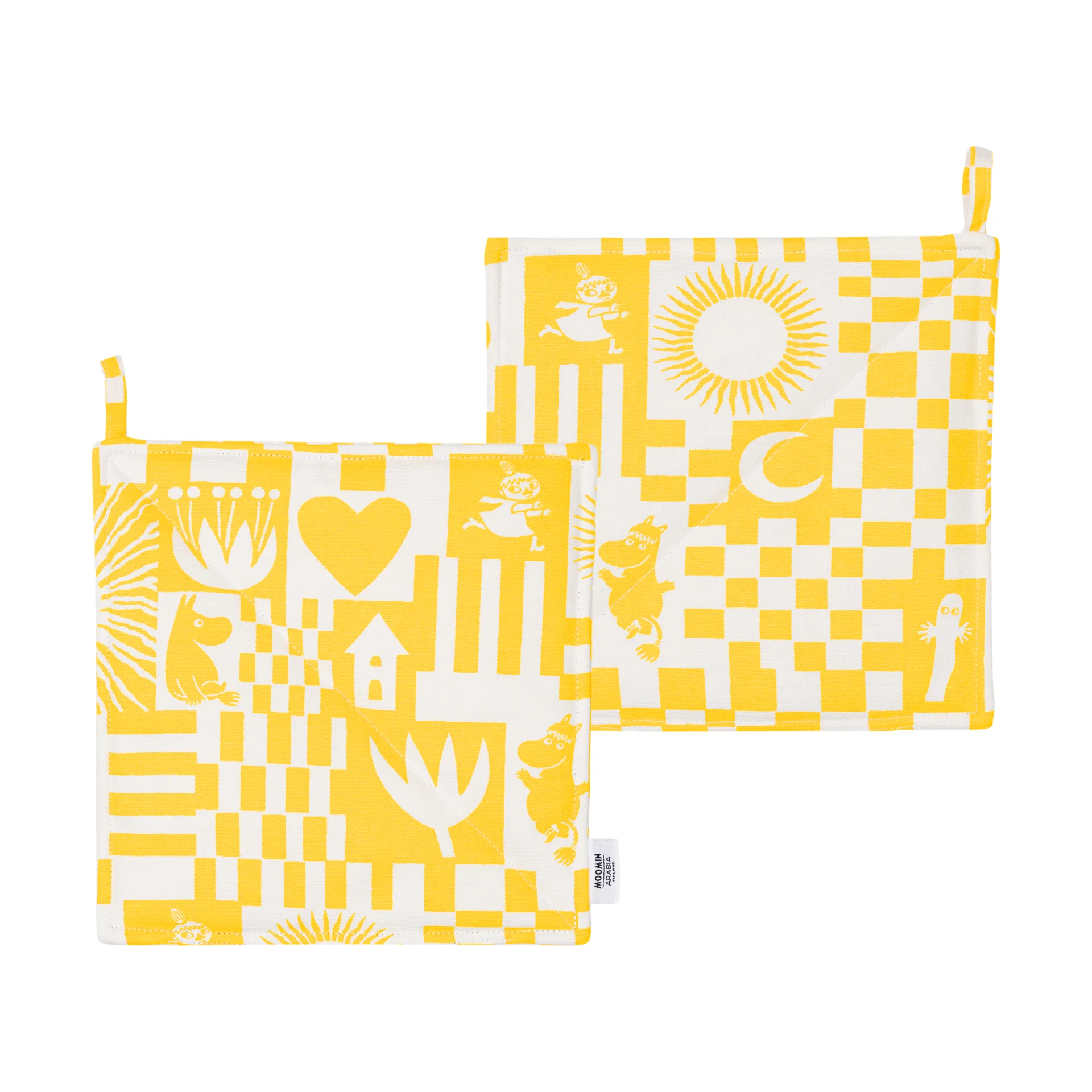 Fest mumin grytlapp 22x22 cm 2-pack, Gul Moomin Arabia