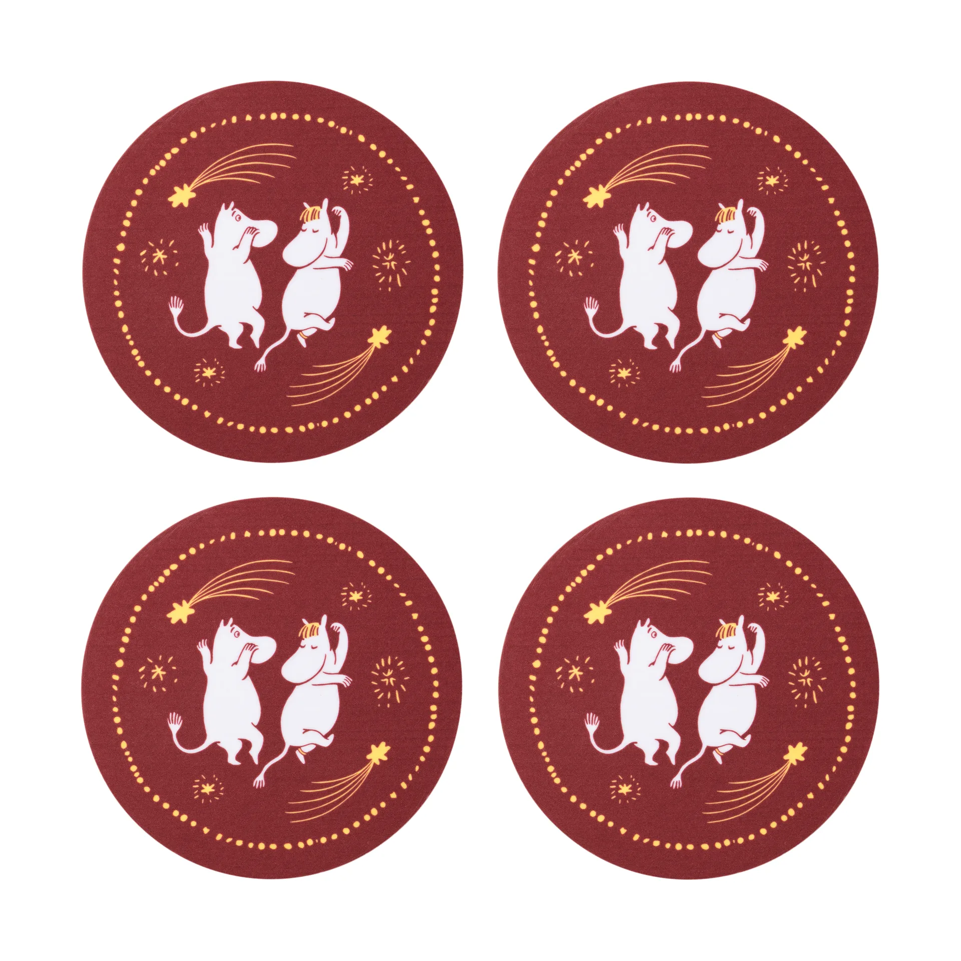 Festliga stunder mumin glasunderlägg 4-pack, Ø9 cm Moomin Arabia