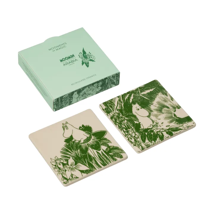 Mystikens skog Mumin glasunderlägg - Grön, 10x10 cm, 2-pack - Moomin Arabia