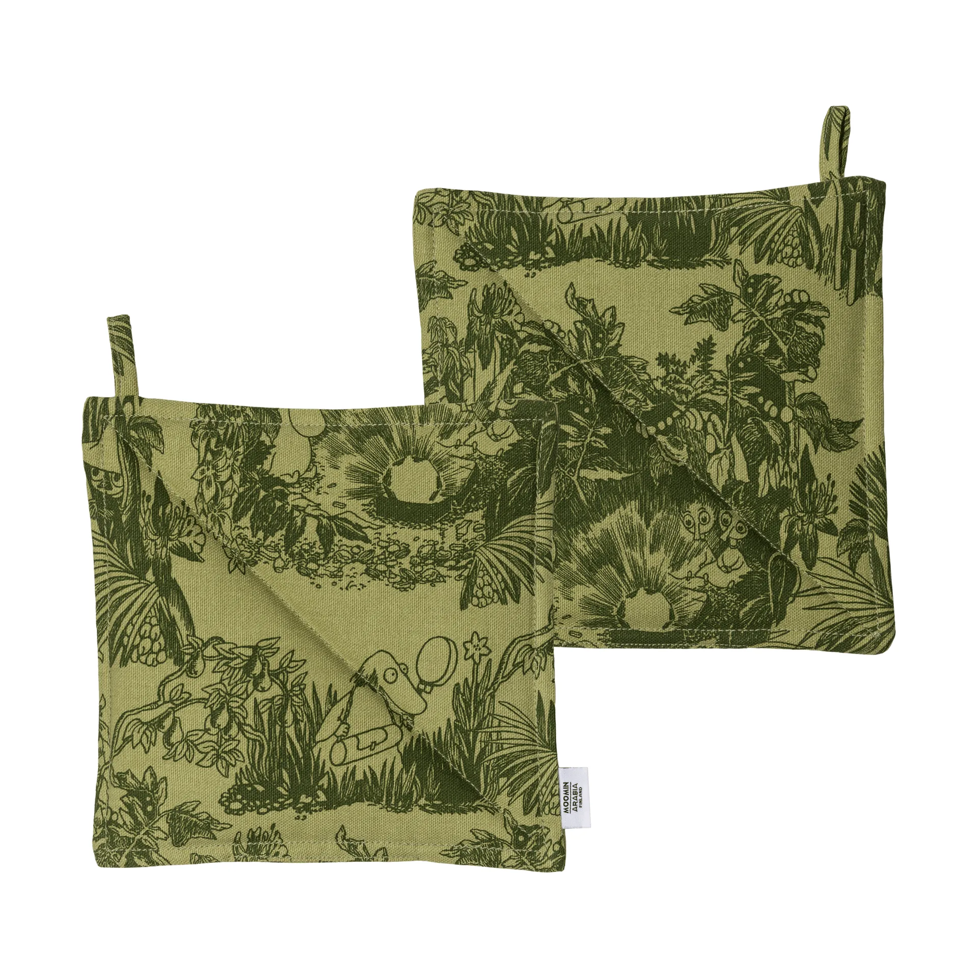 Mystikens skog Mumin grytlappar, Grön, 22x22 cm, 2-pack Moomin Arabia