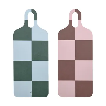 Checks & Stripes bricka 13x33 cm - Brown-pink-green - Muurla