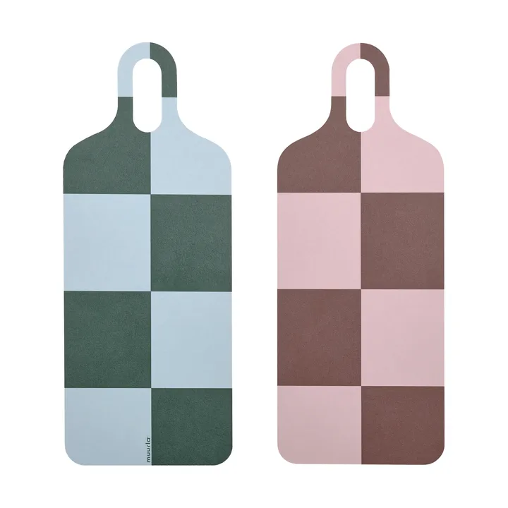 Checks & Stripes bricka 13x33 cm - Brown-pink-green - Muurla