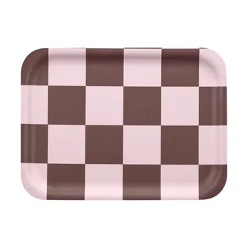 Checks & Stripes bricka 20x27 cm - Brown-pink - Muurla