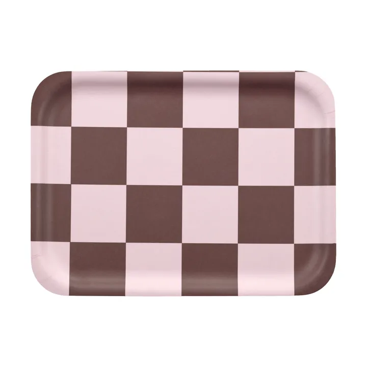 Checks & Stripes bricka 20x27 cm - Brown-pink - Muurla