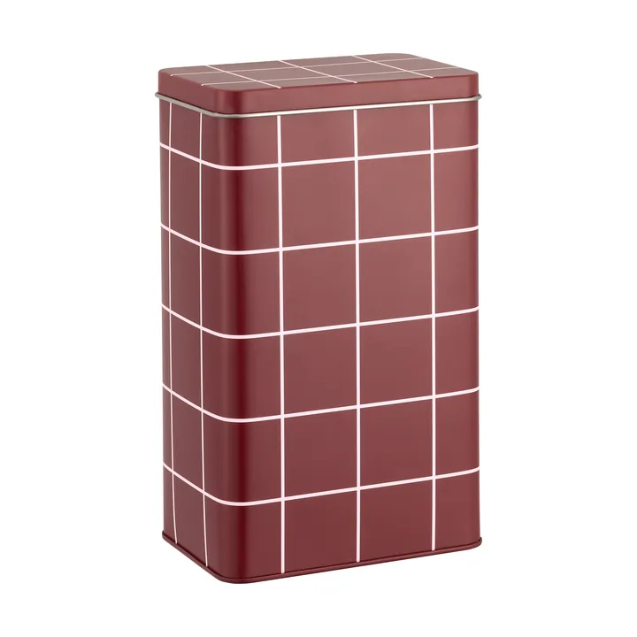 Checks & Stripes kaffeburk plåt - Brown-pink, 12x8x20 cm - Muurla