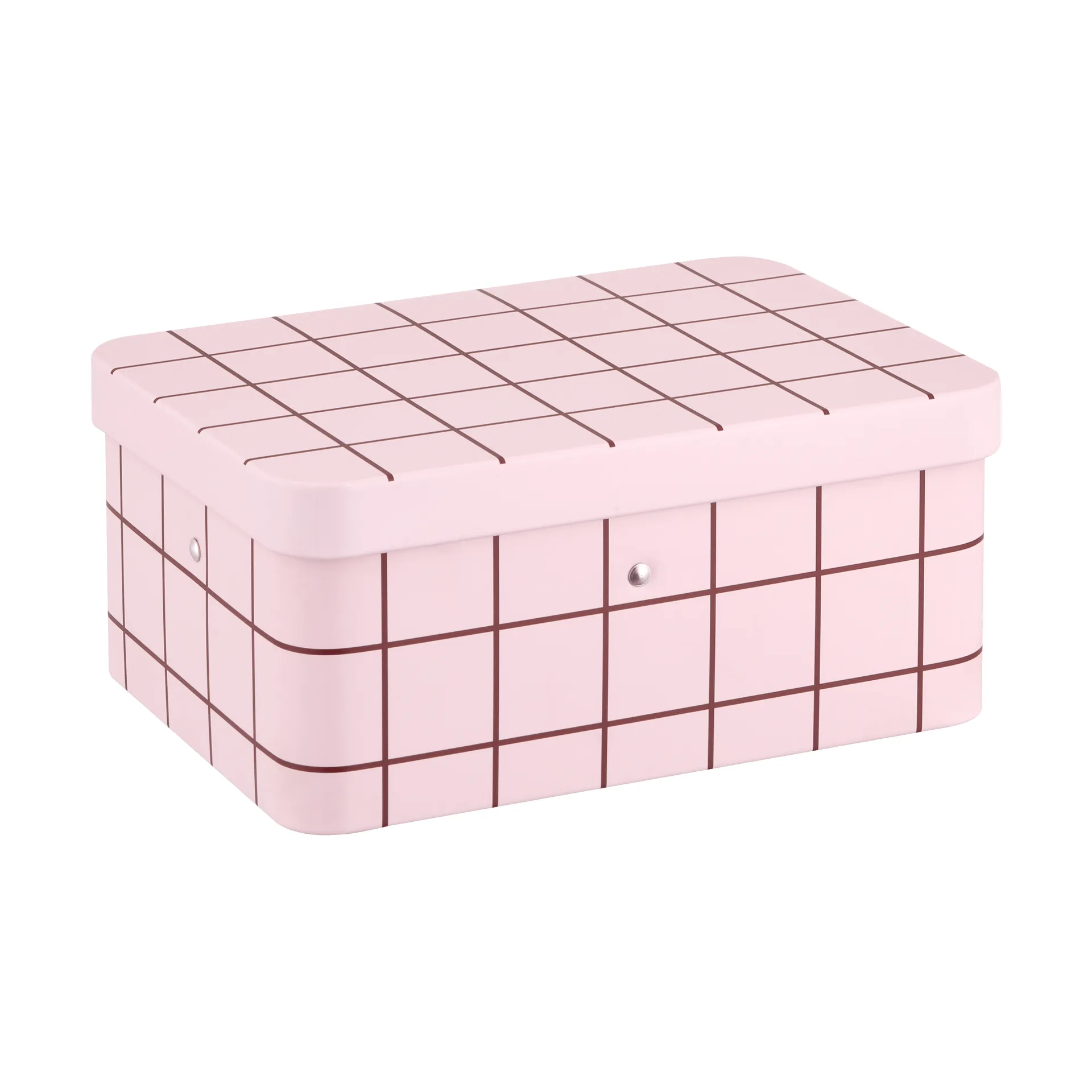 Checks & Stripes theburk plåt, Pink-brown, 17,5x13x7,5 cm Muurla