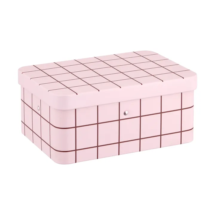 Checks & Stripes theburk plåt - Pink-brown, 17,5x13x7,5 cm - Muurla