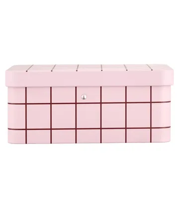 Checks & Stripes theburk plåt - Pink-brown, 17,5x13x7,5 cm - Muurla