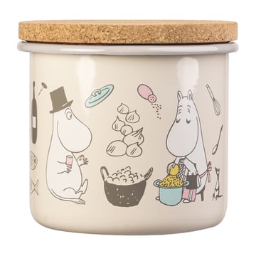 Läs mer om Muurla Moomin emaljburk med korklock 1,3 l Bon Appétit