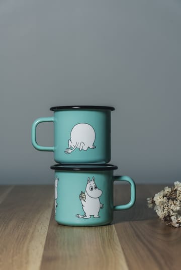 Moomin Retro emaljmugg 37 cl - Mint - Muurla