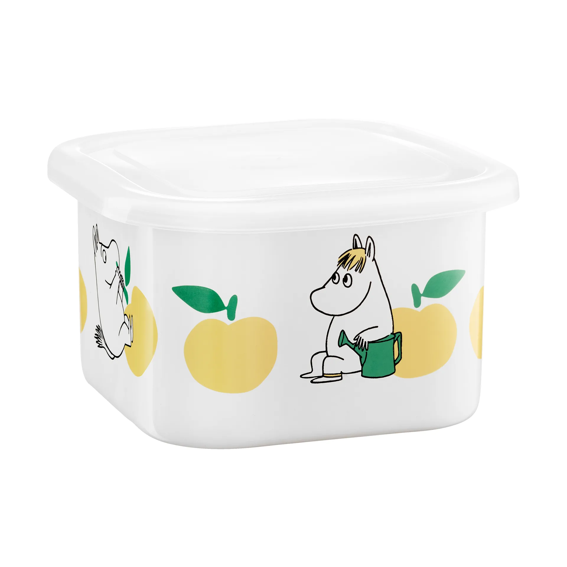Mumin emaljburk med lock 1 L, Joyfull Apples-gul Muurla