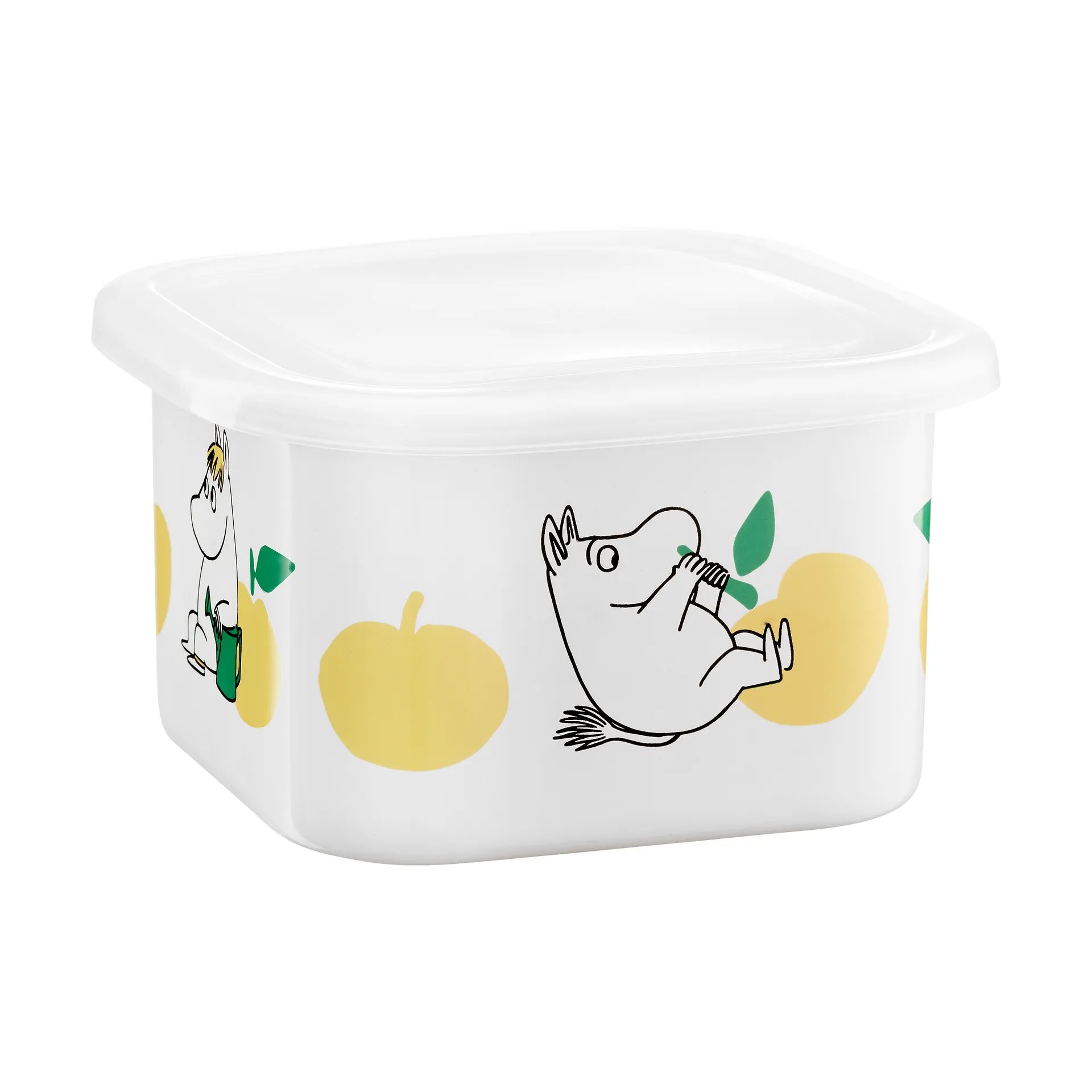 Mumin emaljburk med lock 1 L, Joyfull Apples-gul Muurla