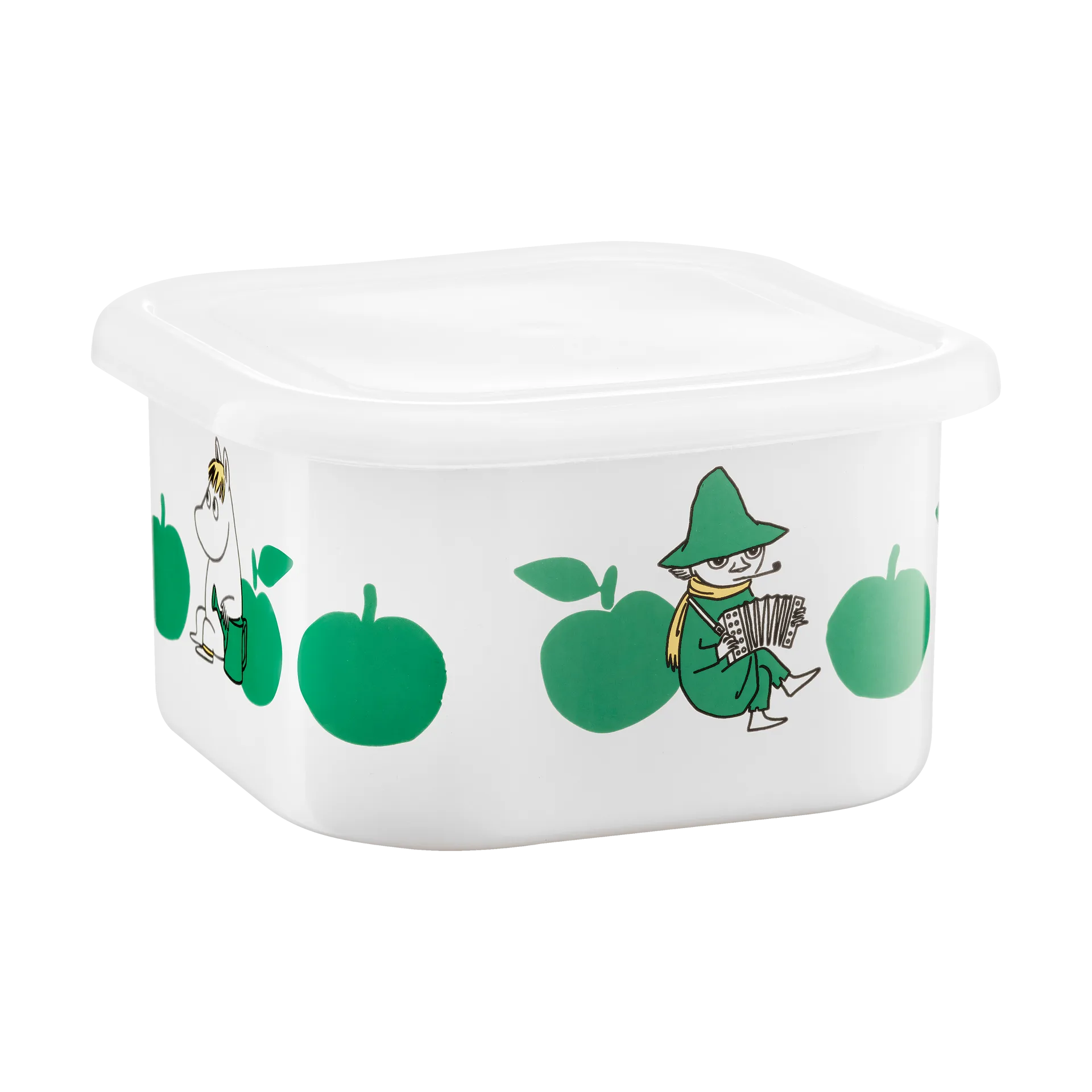 Mumin emaljburk med lock 1,5 L, Joyfull Apples-grön Muurla