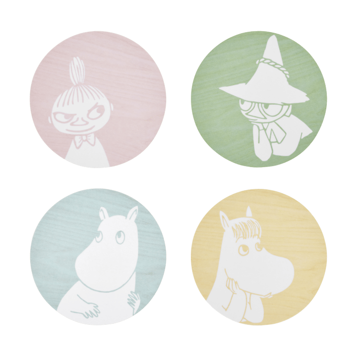 Mumin glasunderlägg Ø10 cm 4 delar, Moomin characters Muurla