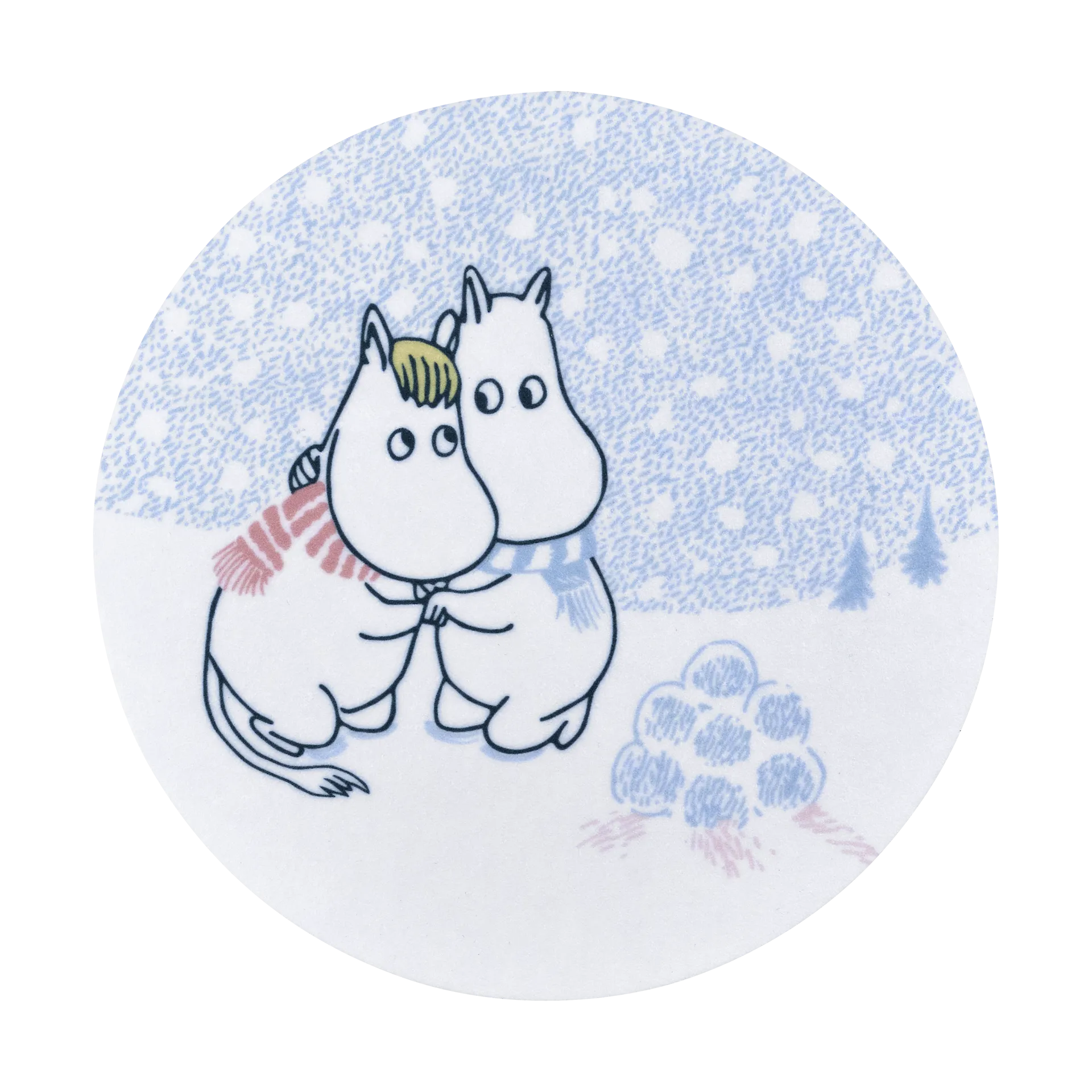 Mumin glasunderlägg Ø10 cm, Let it snow Muurla