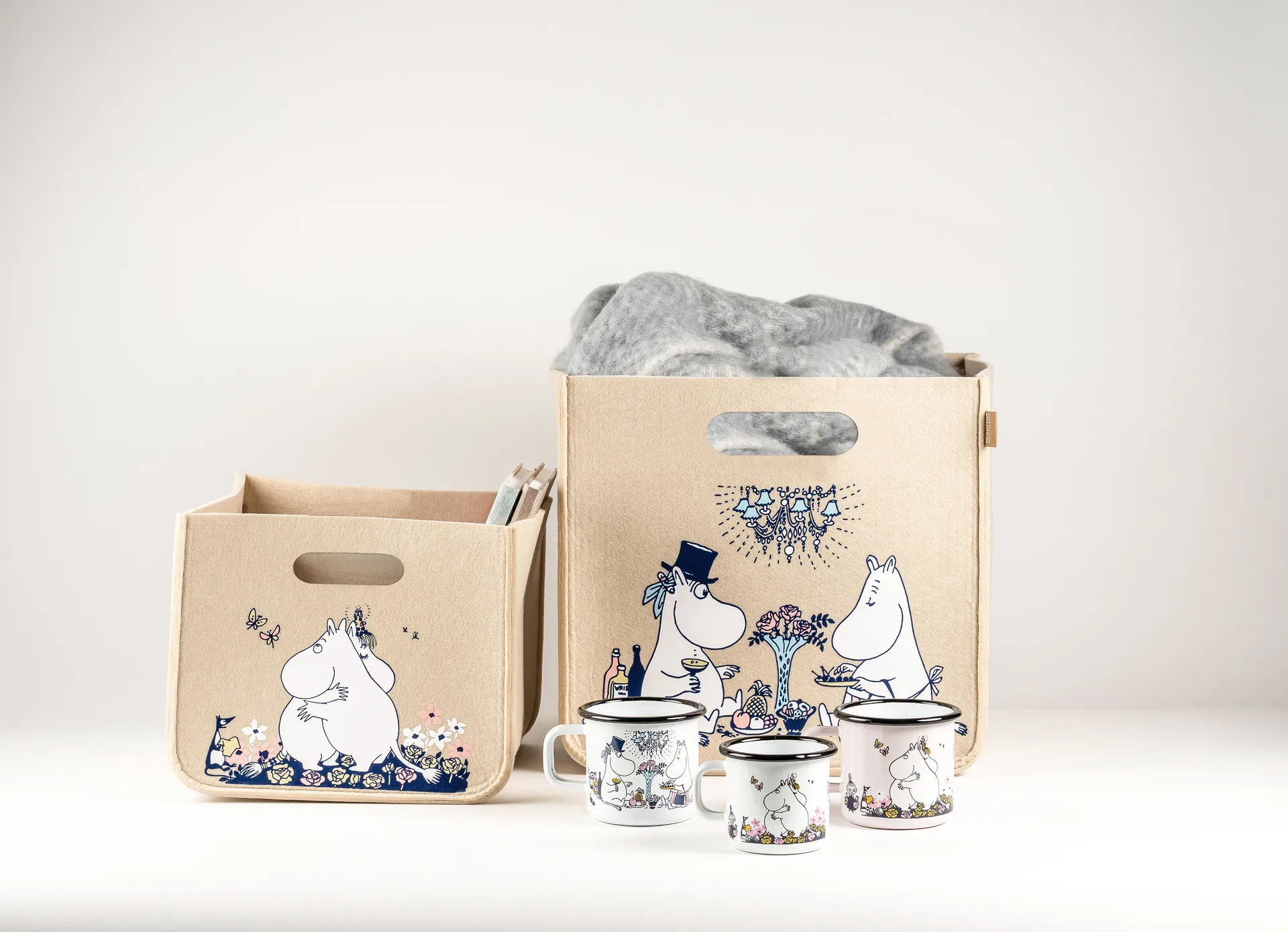 Mumin Hug förvaringskorg 26x26 cm, Beige Muurla