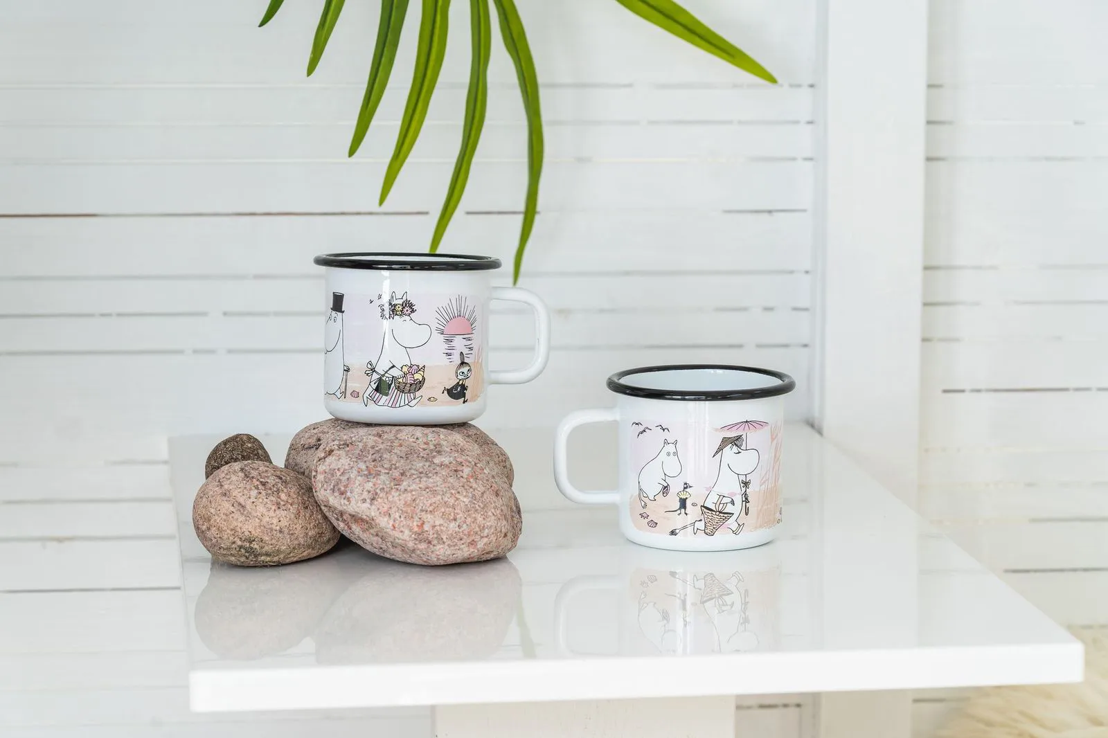 The Beach Retro emaljmugg 37 cl, White Muurla