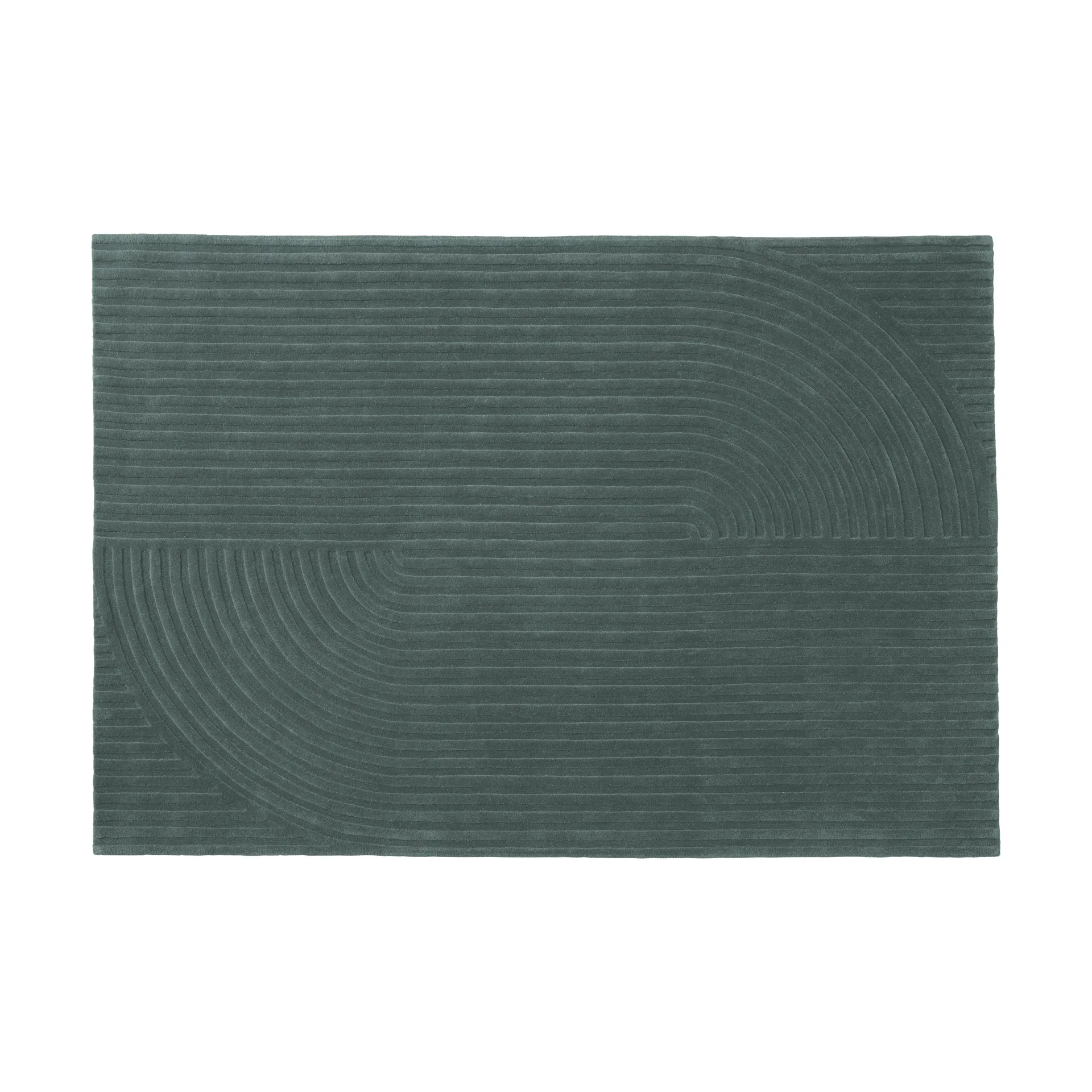 Relevo Rug Quattro ullmatta, Dark green, 170x240 cm Muuto