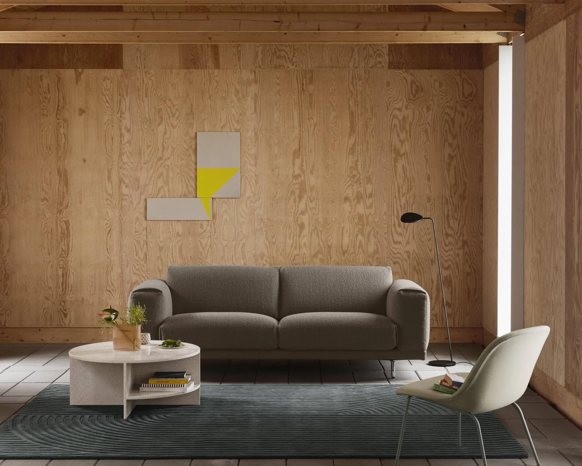 Relevo Rug Quattro ullmatta, Light rose, 170x240 cm Muuto