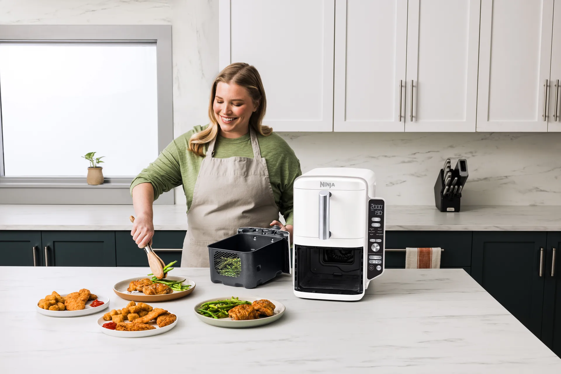 Ninja Air Fryer SL400EUWH double stack XL 2 lådor 9,5 L, Vit Ninja