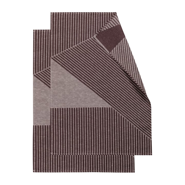 Stripes kökshandduk 47x70 cm 2-pack, Brun-vit NJRD