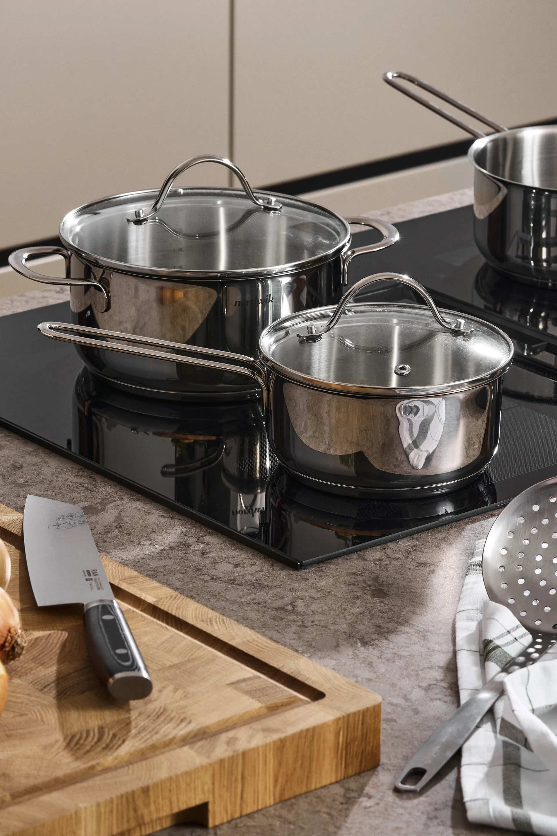 Nordwik kastrull med glaslock 1,3 L, Rostfritt stål Nordwik