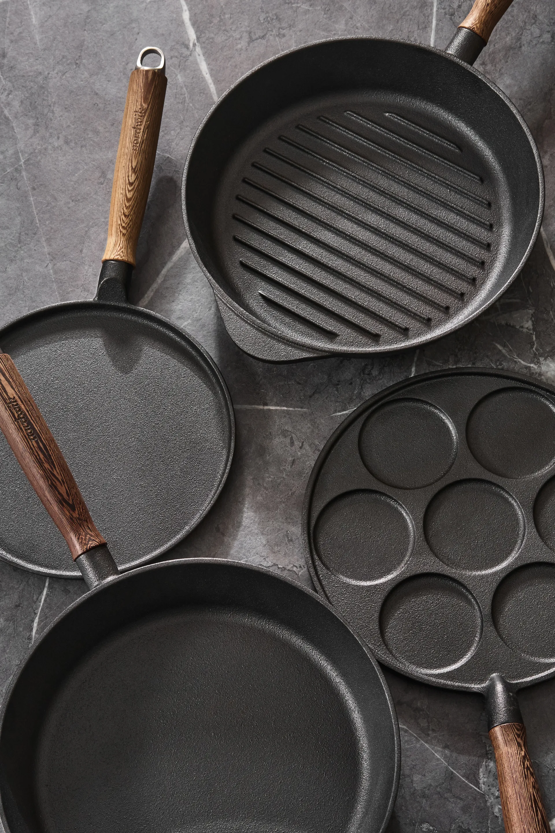 Nordwik plättpanna gjutjärn med trähandtag, 25,5 cm Nordwik